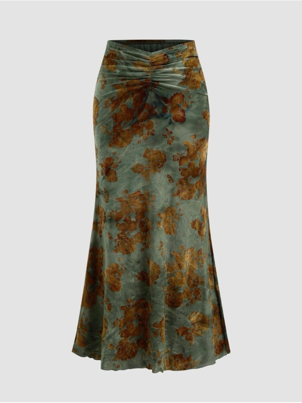 Cider MID RISE FLORAL RUCHED MAXI MERMAID SKIRT xs nwt